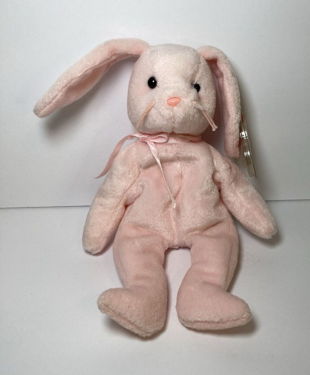 Retired Ty Beanie Babies Hoppity The Bunny Pink 1996 Plush Collectible